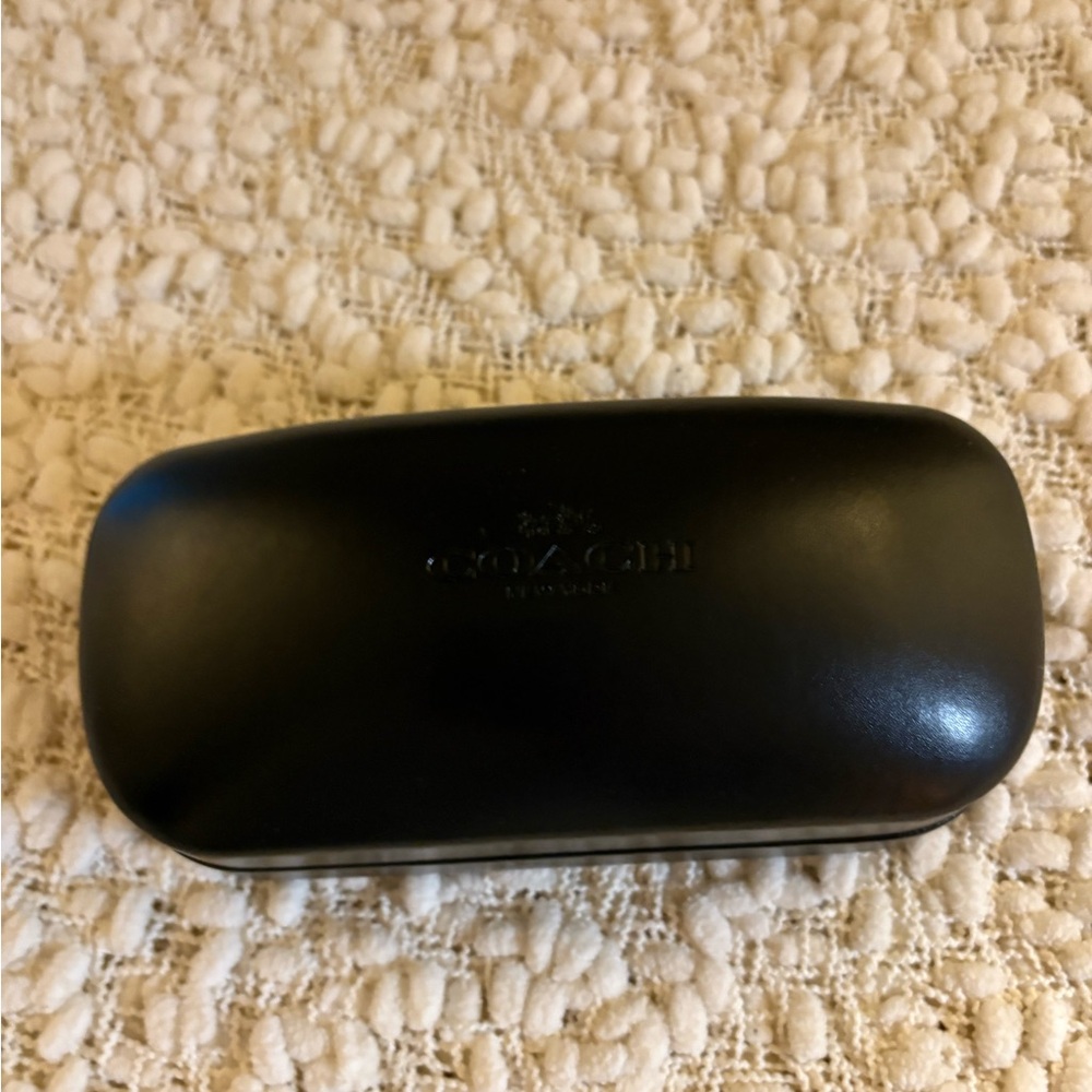 Coach black leather glass case. New